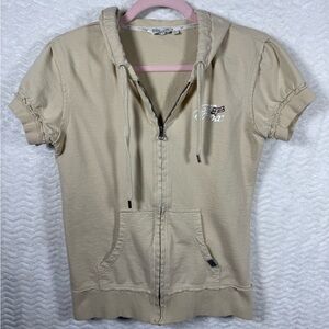 Fox Racing Beige Short Sleeve Zip Hoodie